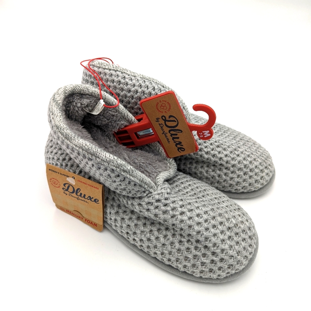Dluxe by Dearfoam Gray Bootie Slippers Size 7/8